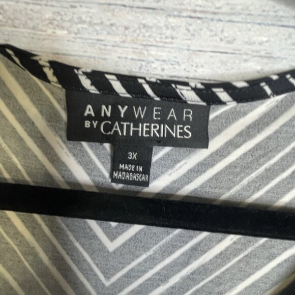 Catherine’s Anywhere Tunic Size 3X Black White Striped Lagenlook Minimalist - Picture 5 of 13